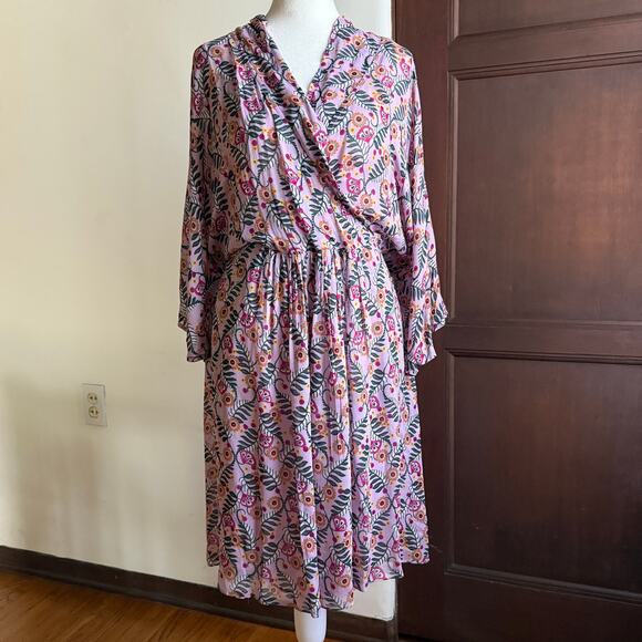 DAY Birger et Mikkelsen | Amethyst Purple Floral Chiffon Faux Wrap Dress Size 10 - Picture 1 of 10
